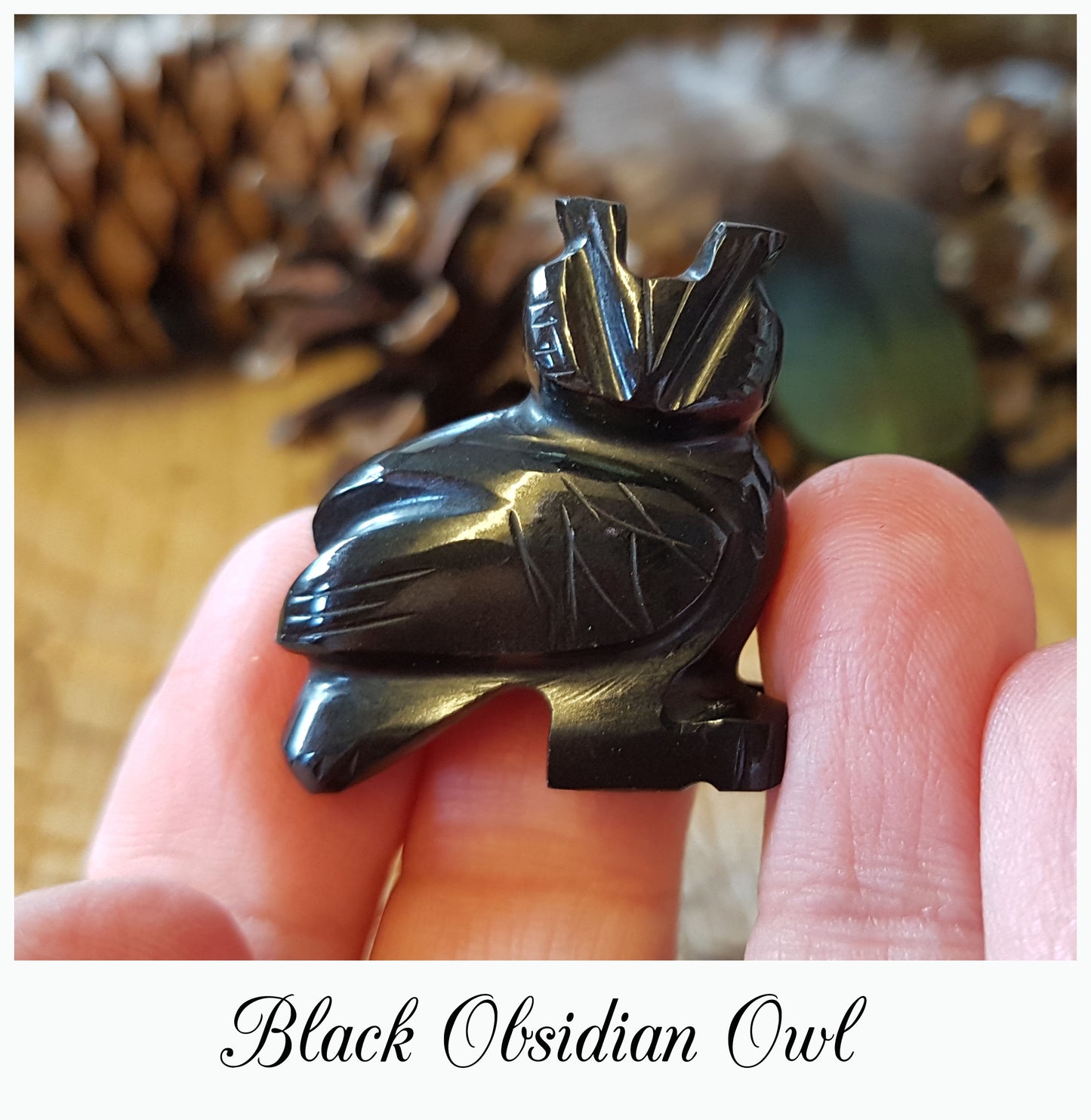 Obsidian Owl Carving - Pocket Totem