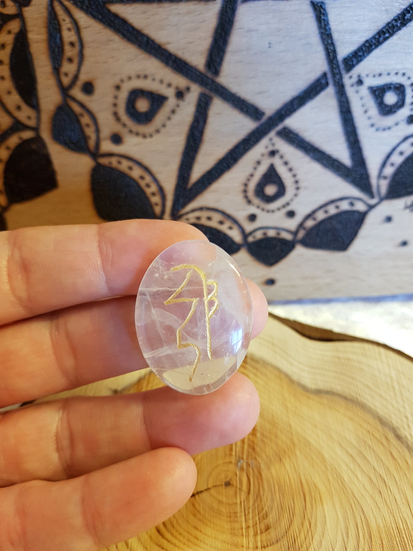Rutilated Quartz Rune Stone