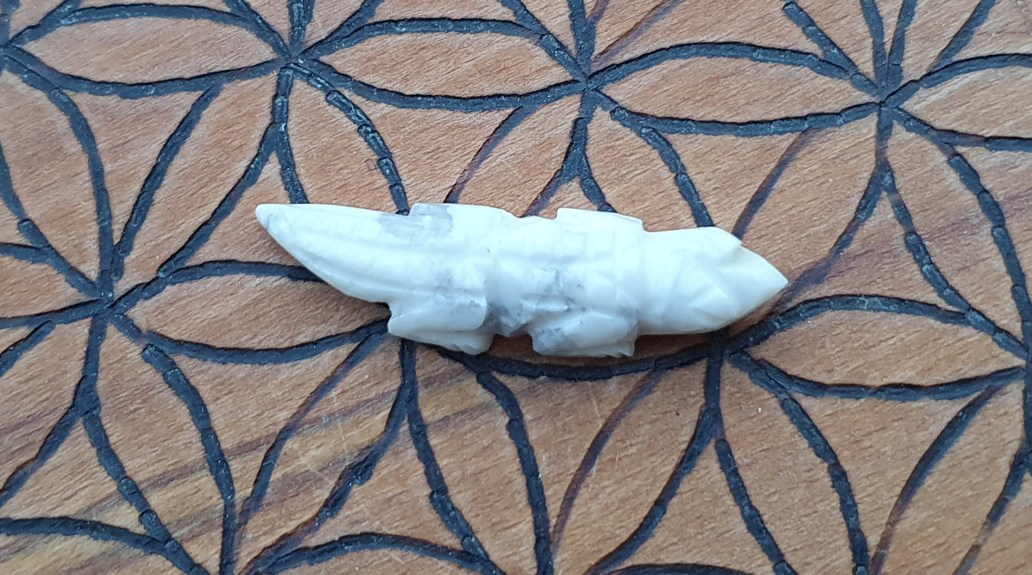 Carved White Jade Totem - Alligator