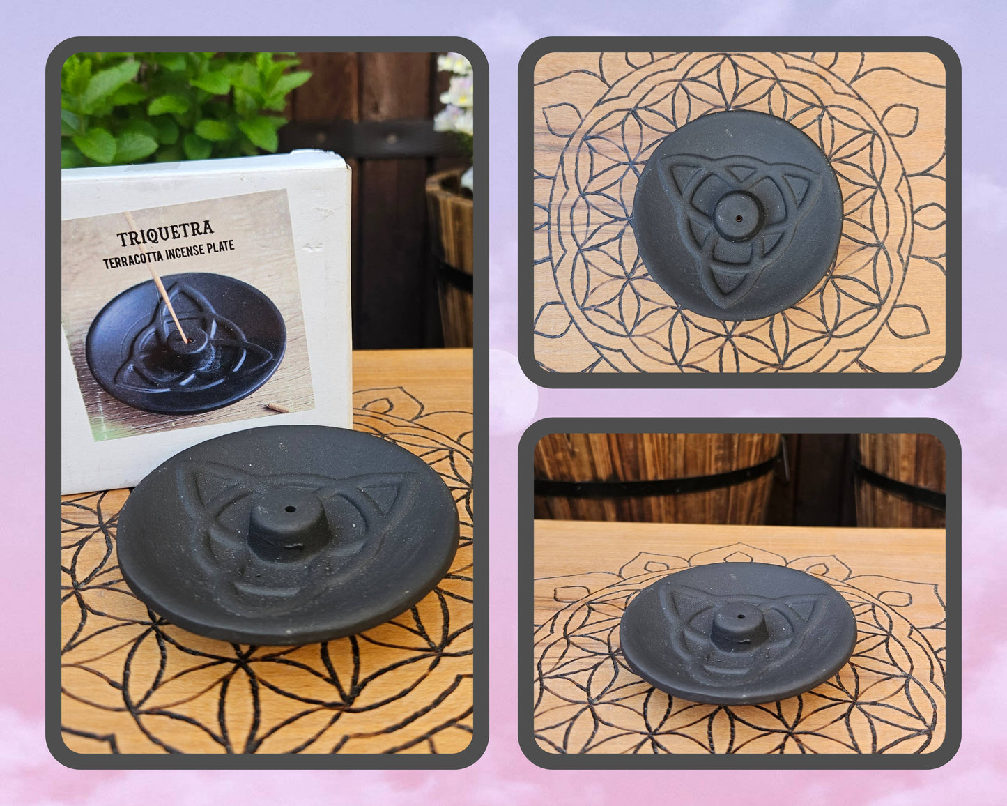 #bs049 Terracotta Triquetra Incense Holder