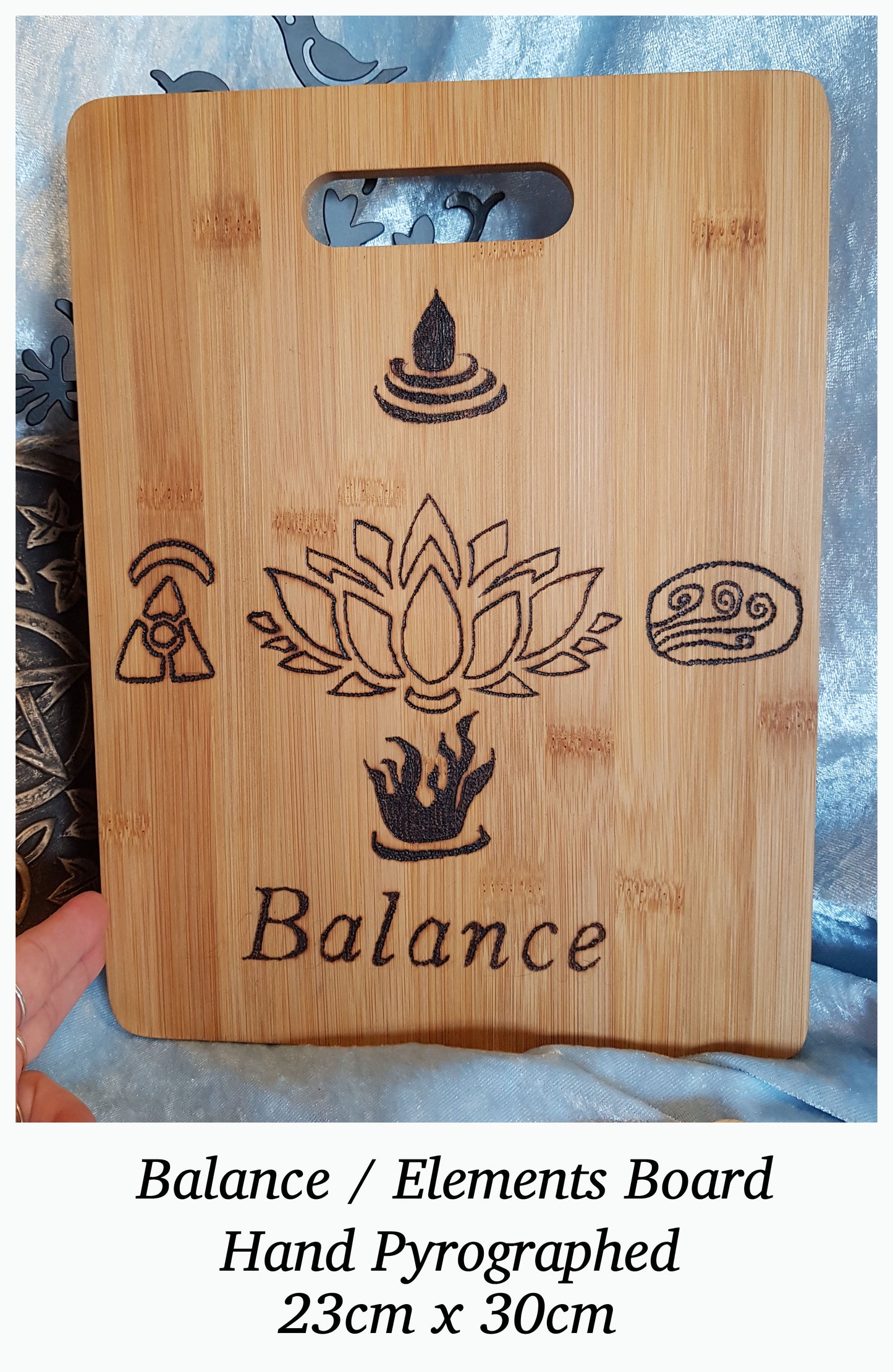 Balance ~ Hand Pyrographed Altar / Gridding Board