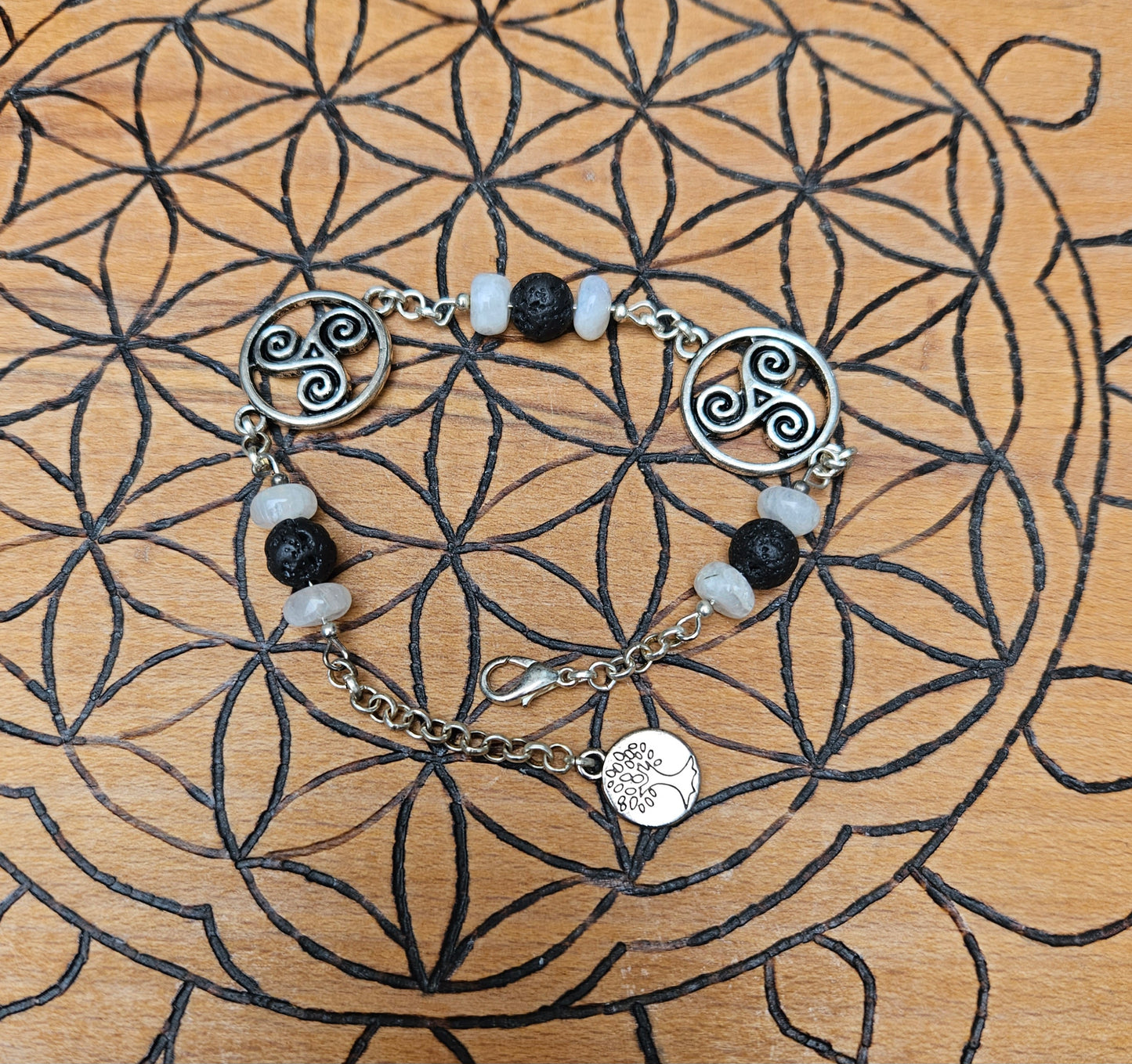 Moonstone and Lava Stone Bracelet (25001)