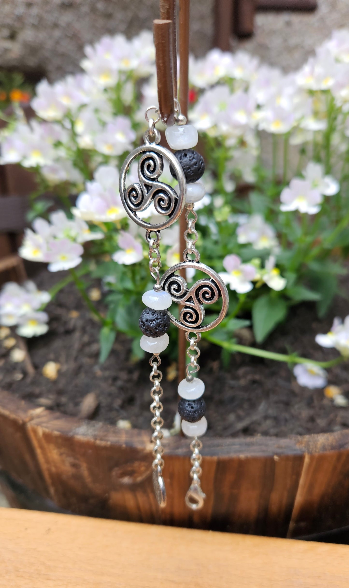 Moonstone and Lava Stone Bracelet (25001)