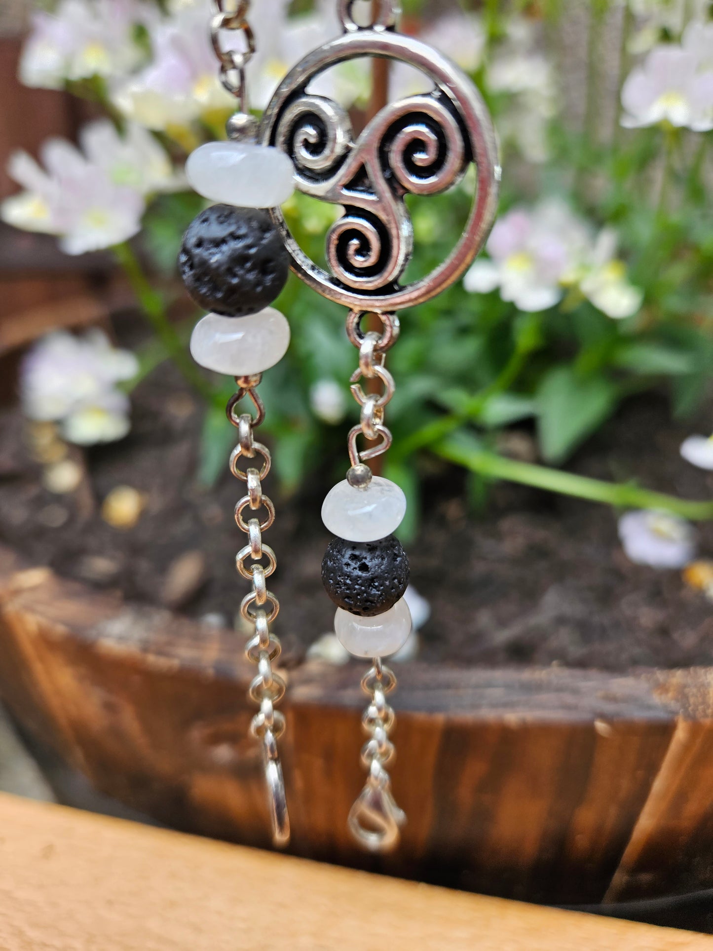 Moonstone and Lava Stone Bracelet (25001)