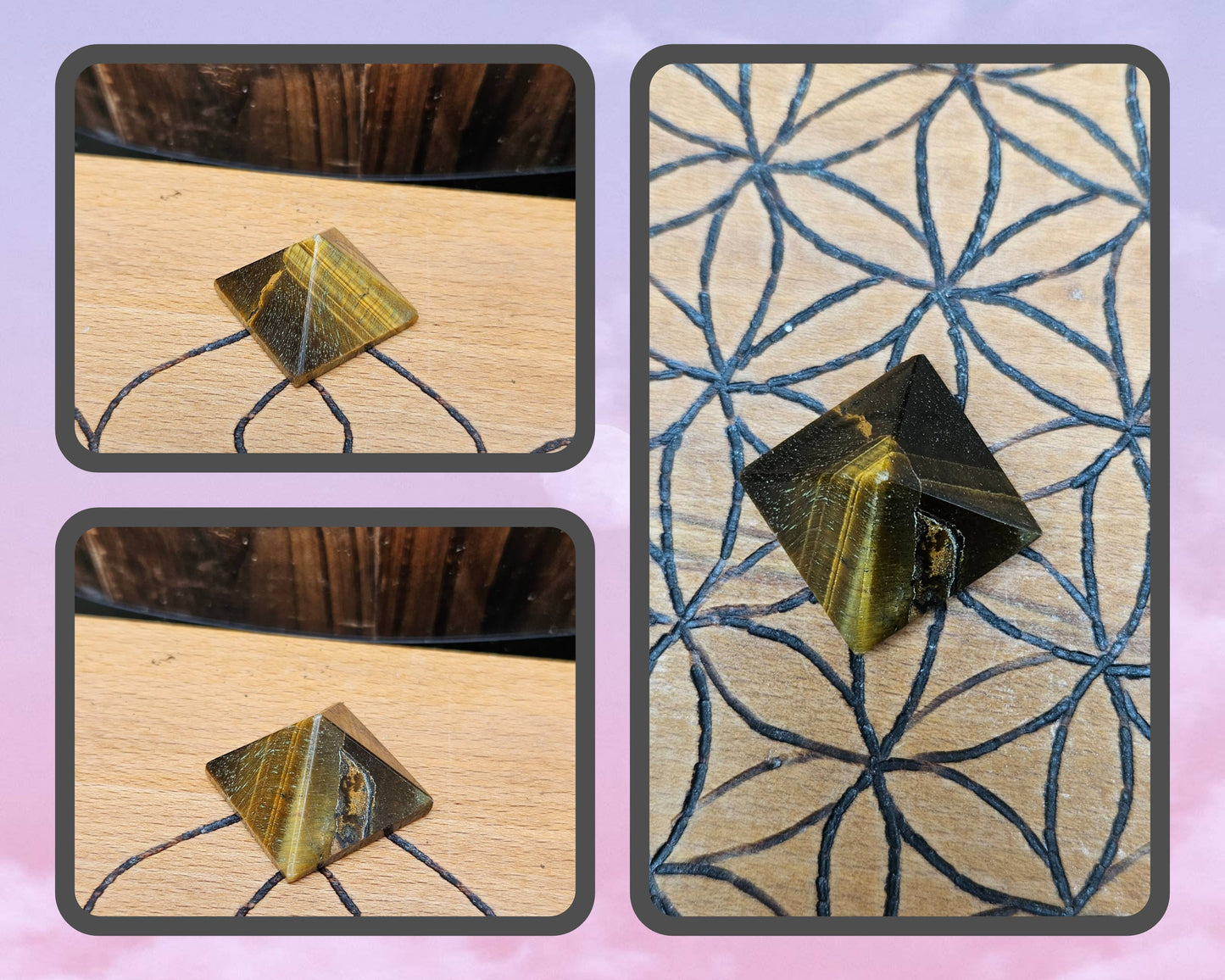 #Car25001 - Tigers Eye Carved Pyramid