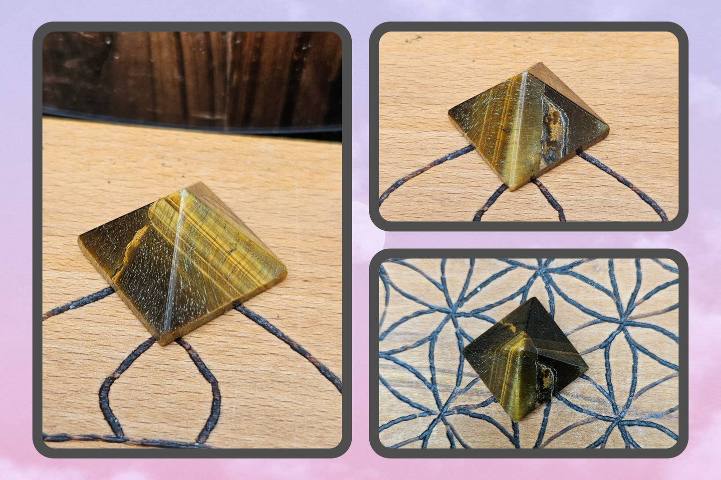 #Car25001 - Tigers Eye Carved Pyramid
