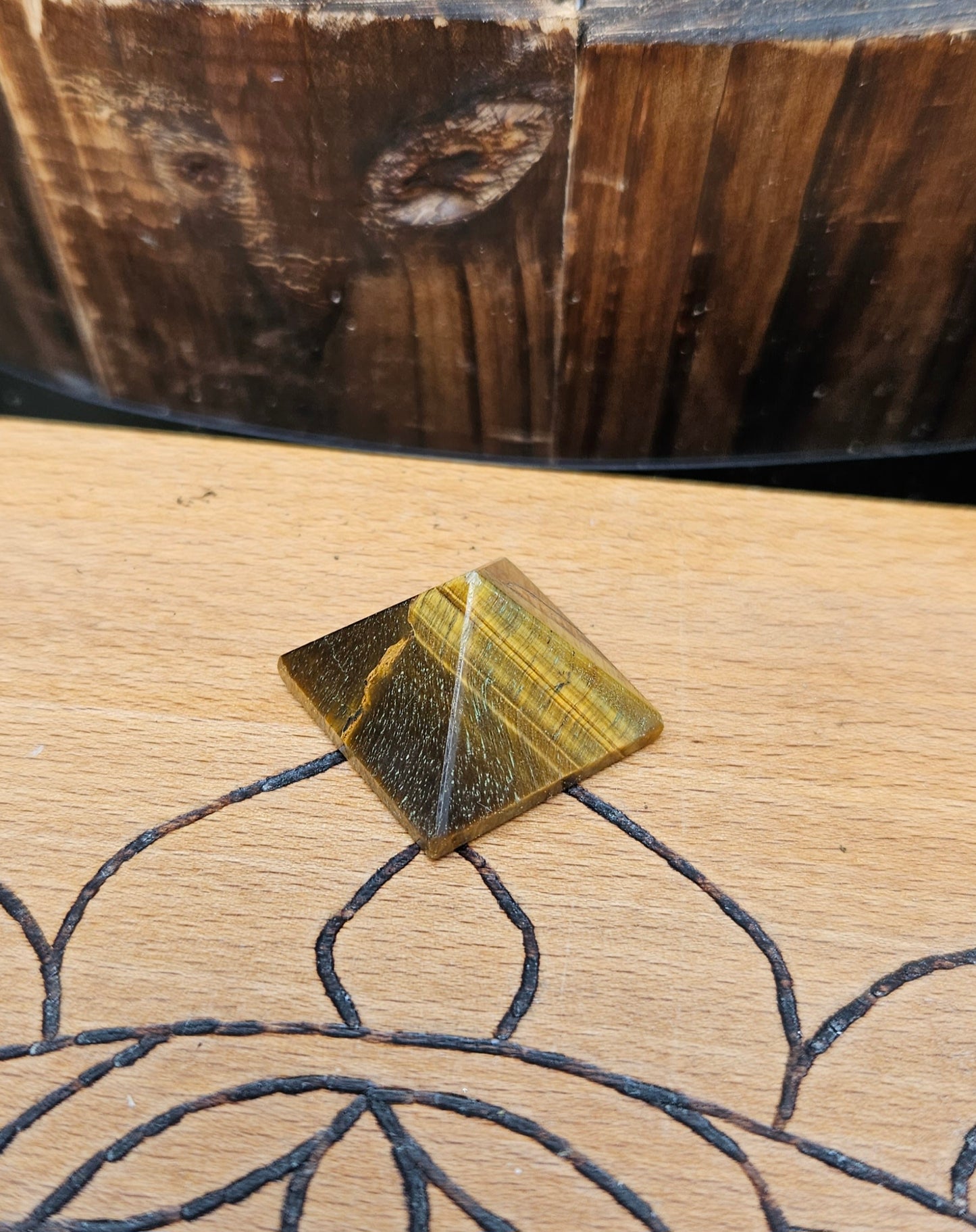 #Car25001 - Tigers Eye Carved Pyramid