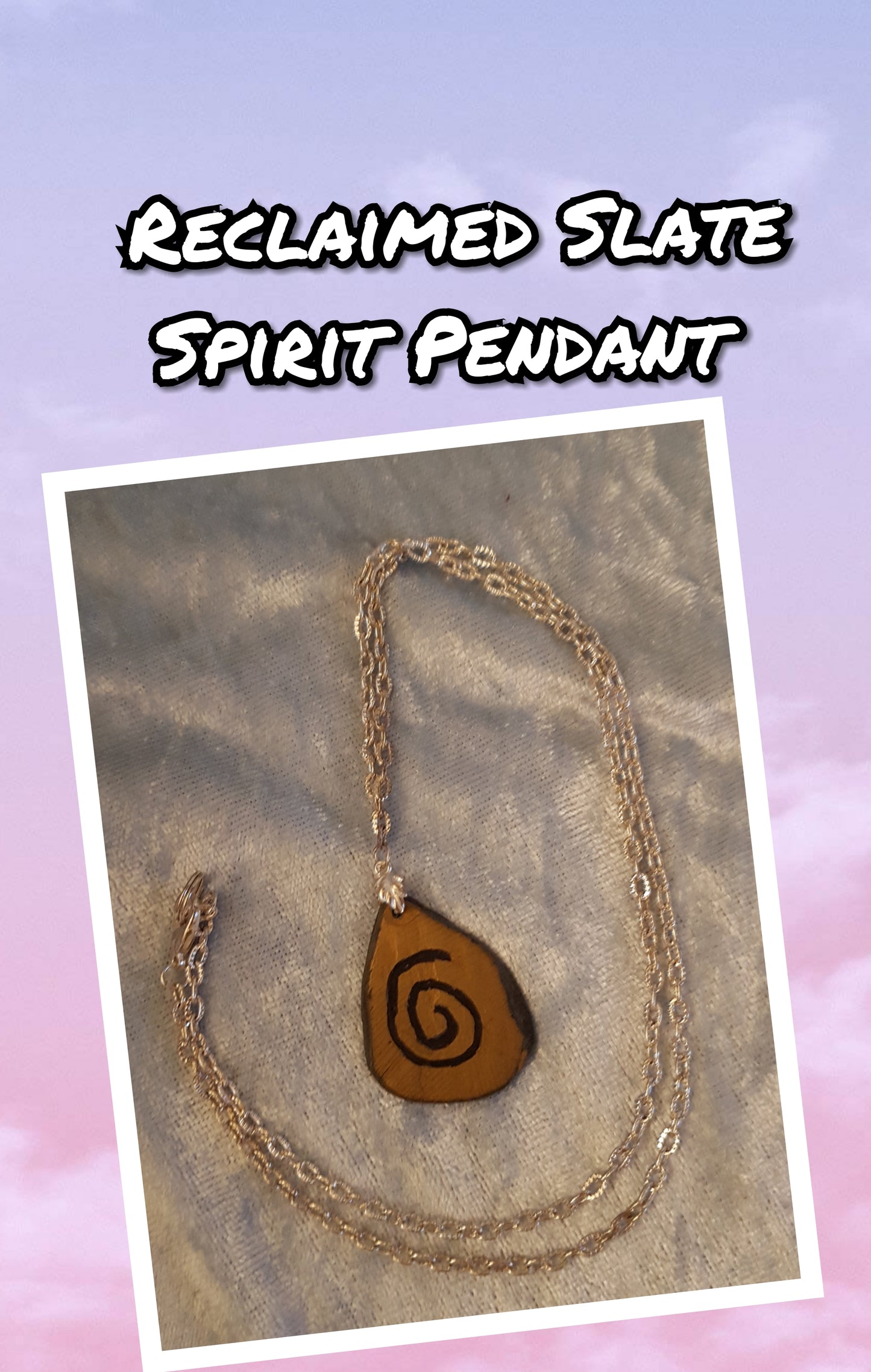 Spirit symbol slate necklace - hand etched