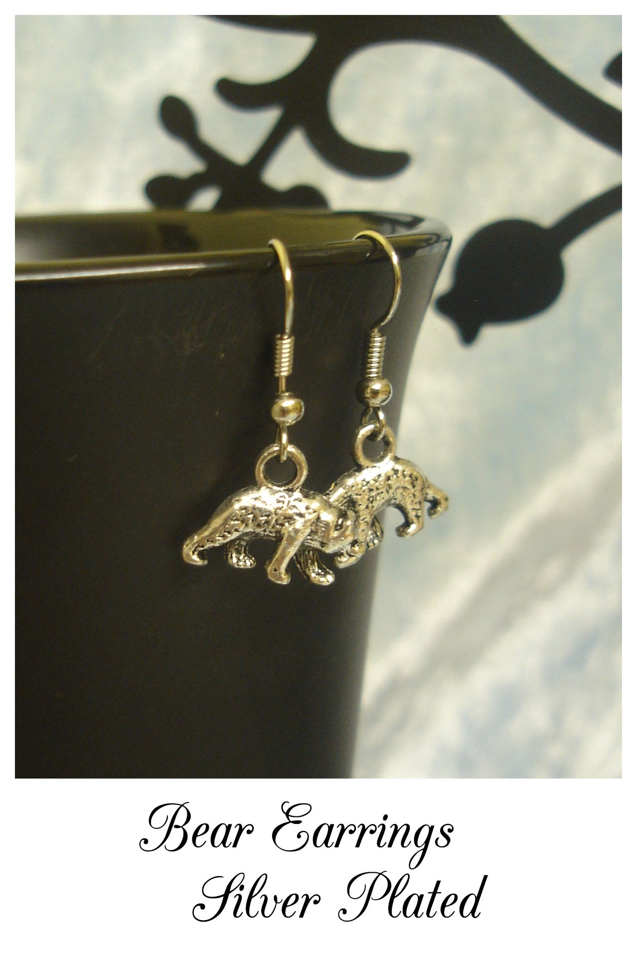 Bear Charm Drop Earrings