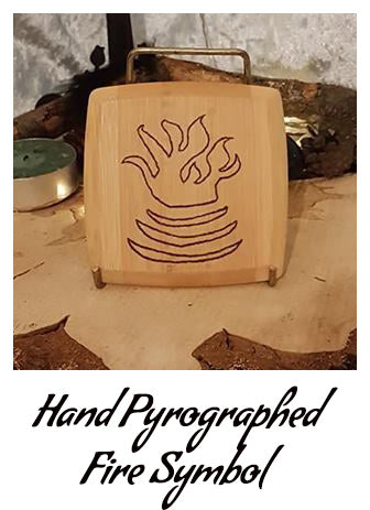 Fire Symbol Altar Tile - Hand Pyrographed