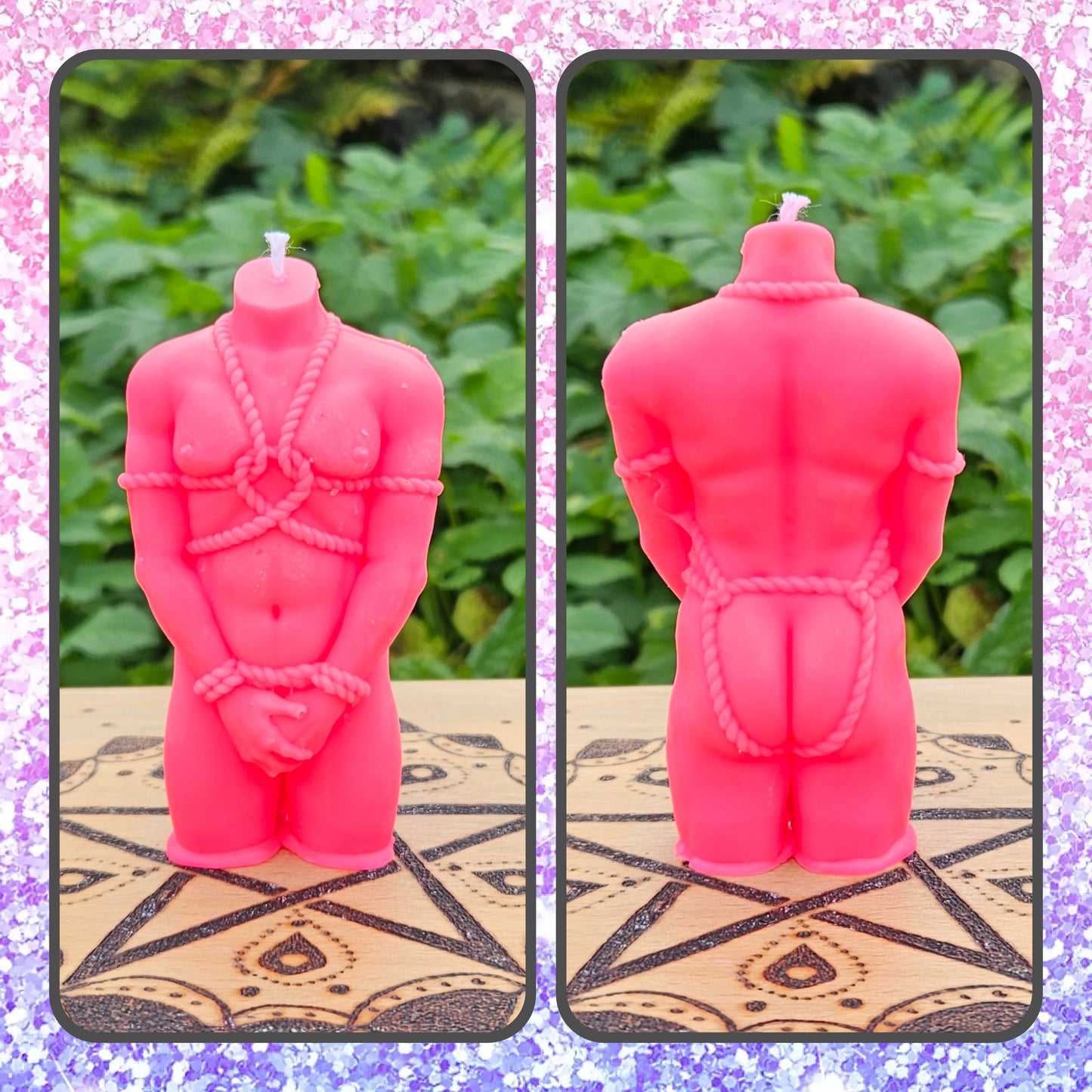 Rope Bunny / Bottom - Masc Bodied - UNscented Shaped Wax Candle x 1 - designed for Wax Play, BDSM, kink, UV Reactive - Decoration / Altar