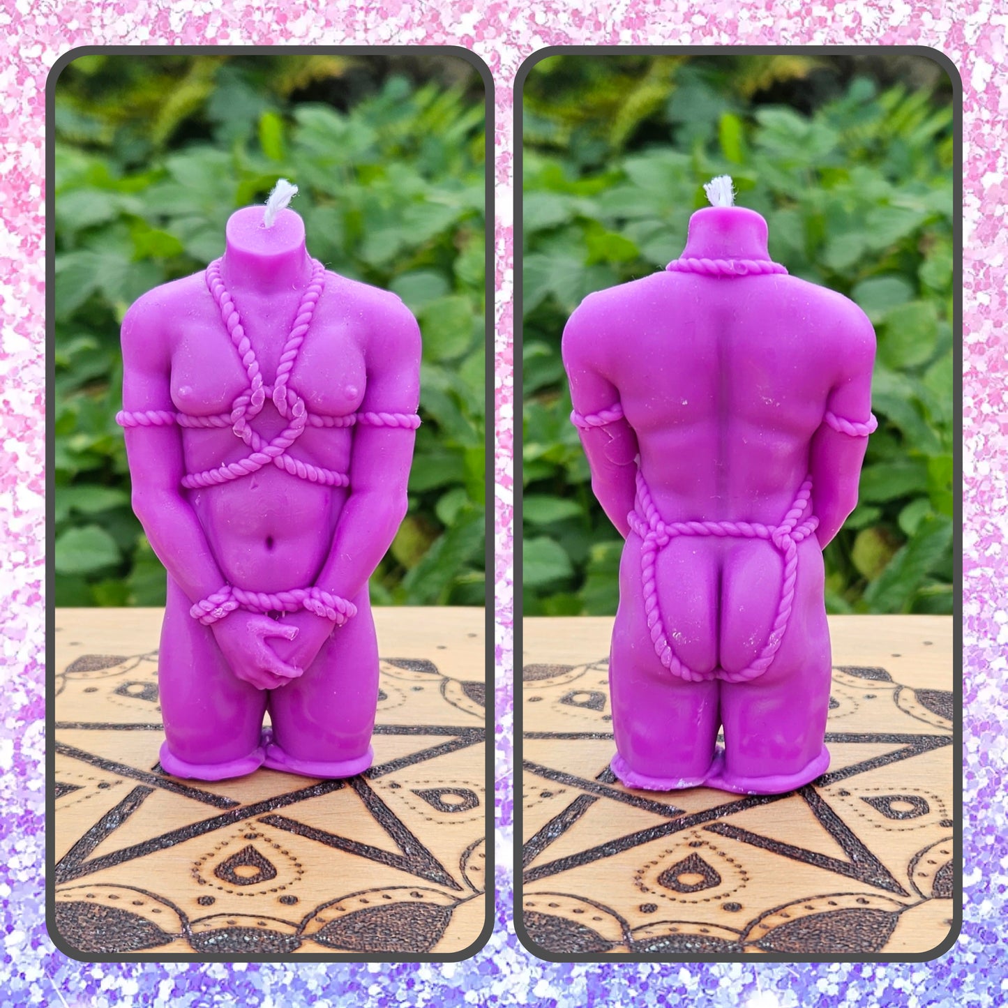 Rope Bunny / Bottom - Masc Bodied - UNscented Shaped Wax Candle x 1 - designed for Wax Play, BDSM, kink, UV Reactive - Decoration / Altar