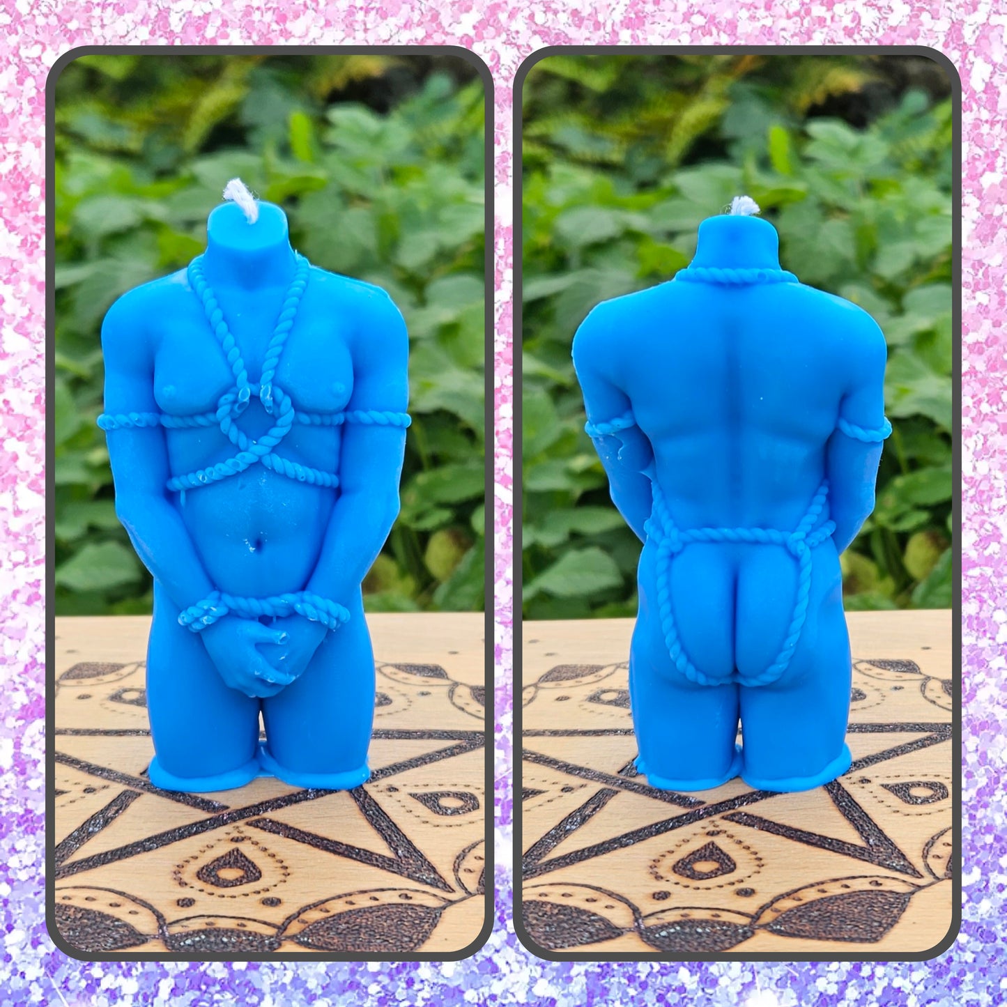 Rope Bunny / Bottom - Masc Bodied - UNscented Shaped Wax Candle x 1 - designed for Wax Play, BDSM, kink, UV Reactive - Decoration / Altar