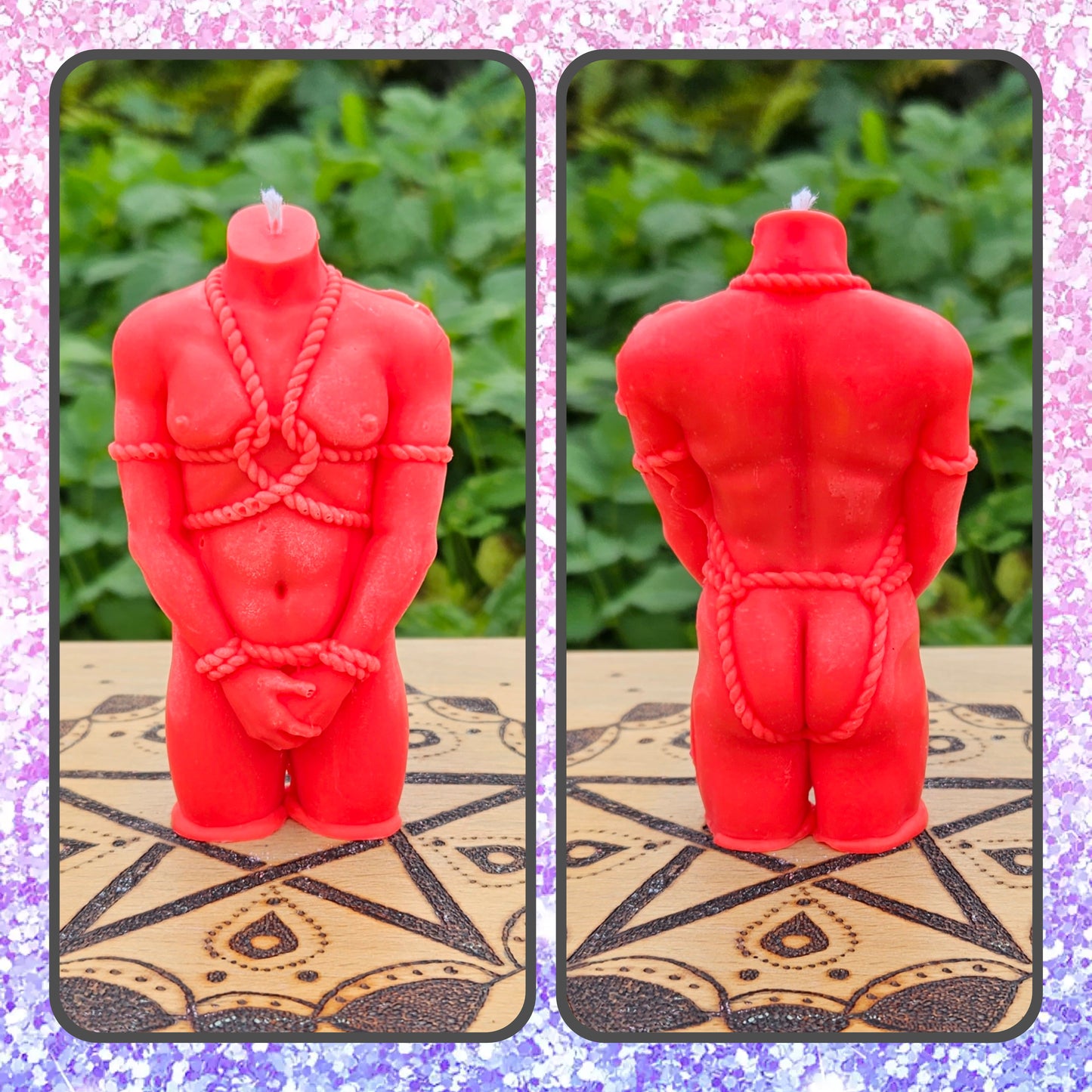 Rope Bunny / Bottom - Masc Bodied - UNscented Shaped Wax Candle x 1 - designed for Wax Play, BDSM, kink, UV Reactive - Decoration / Altar