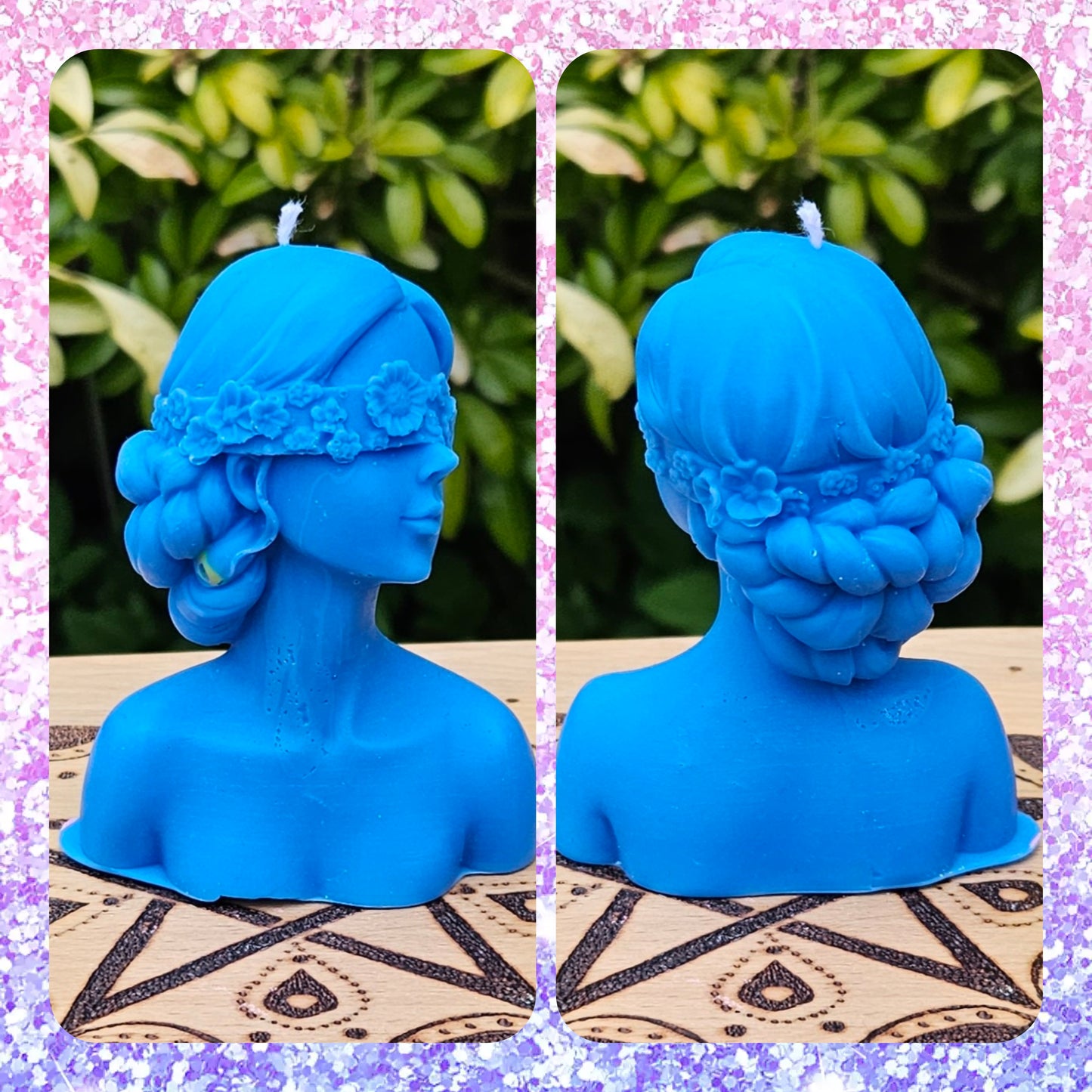 Blindfolded Femme Head - UNscented Shaped Candle x 1 - designed for Wax Play, BDSM, kink, UV Reactive or Decoration / Altar Piece ~ £10each Including UK Mainland Postage
