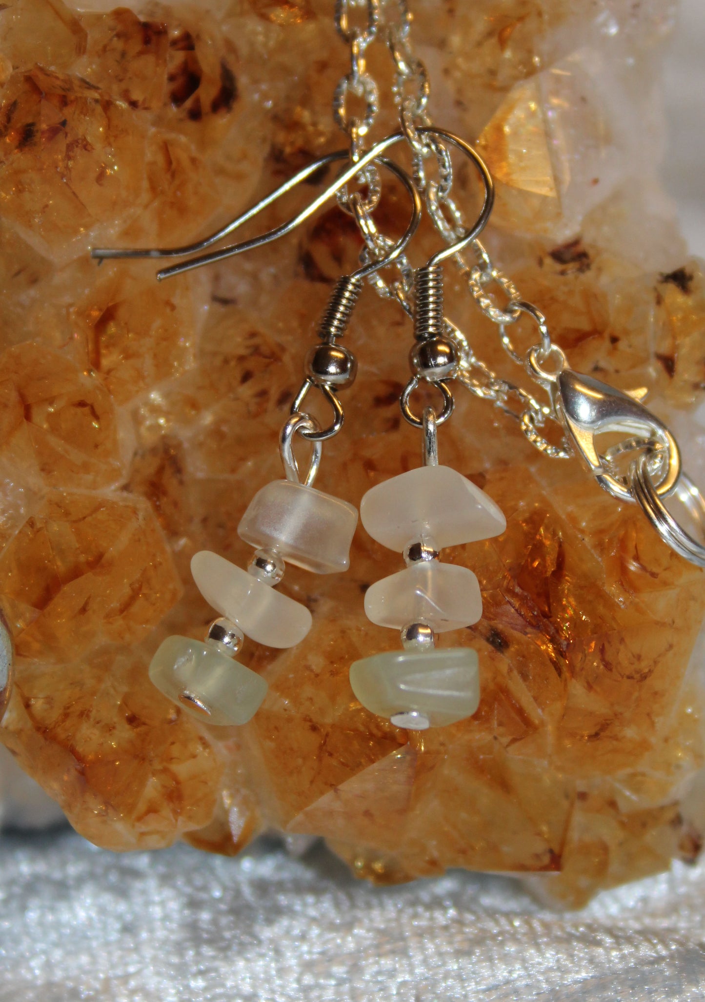 New and Handmade - New Jade Necklace and Earring Set