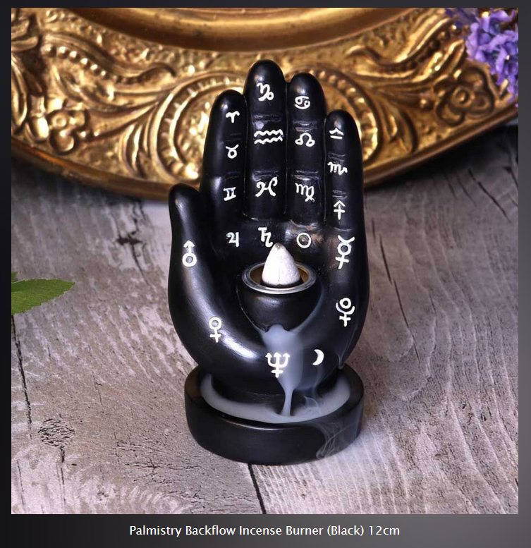 Nemesis Now ~ Palmistry Backflow / Incense Holder ~ Black