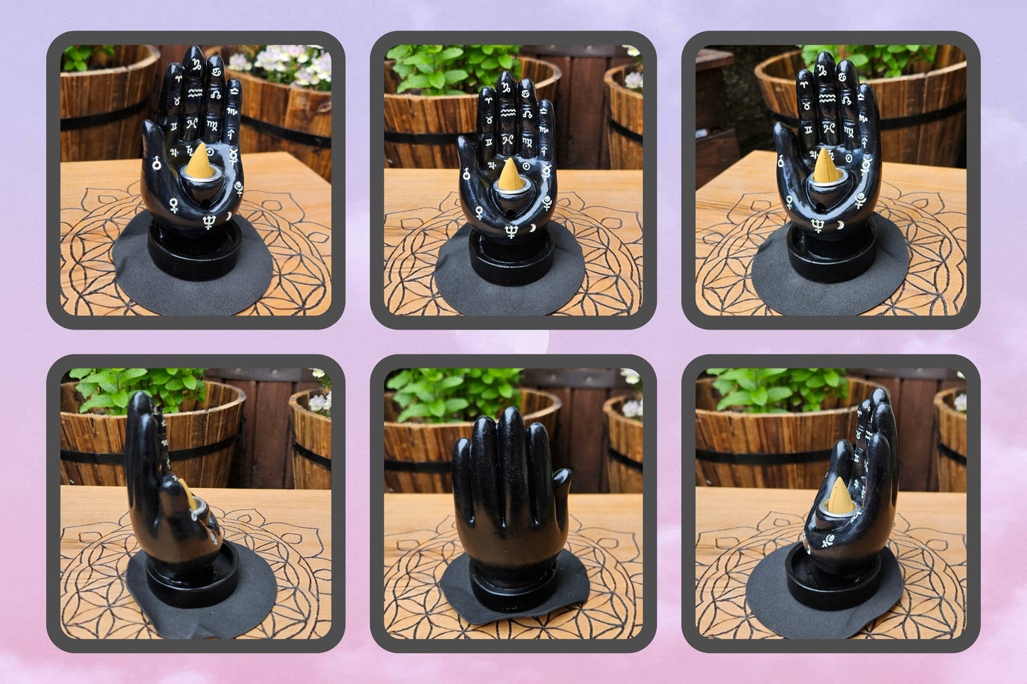 Nemesis Now ~ Palmistry Backflow / Incense Holder ~ Black