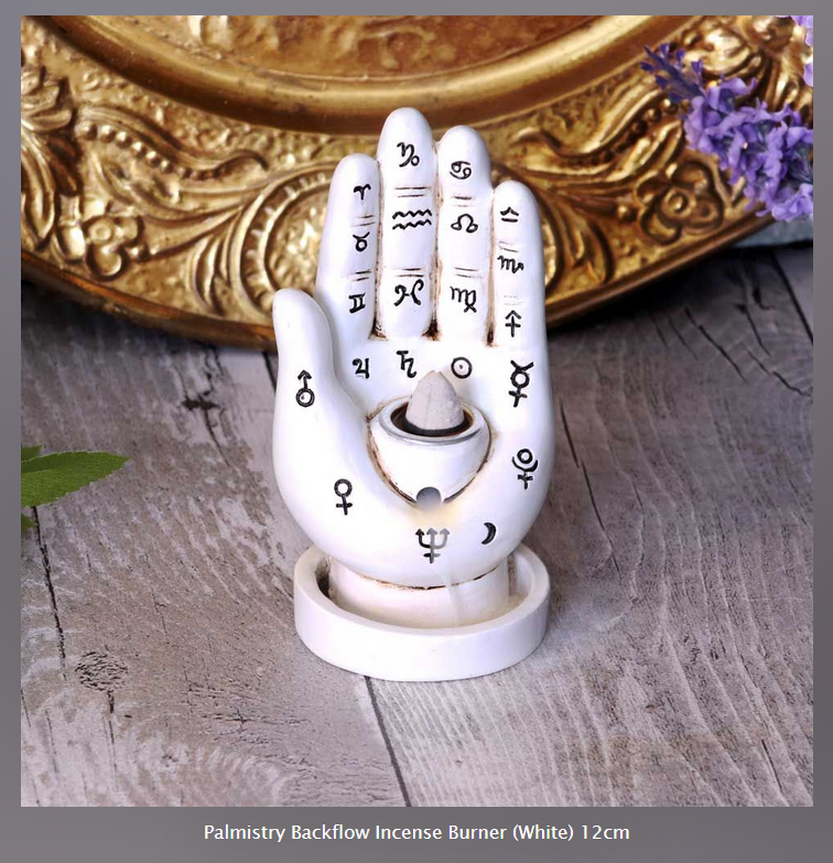 Nemesis Now ~ Palmistry Backflow / Incense Holder ~ White