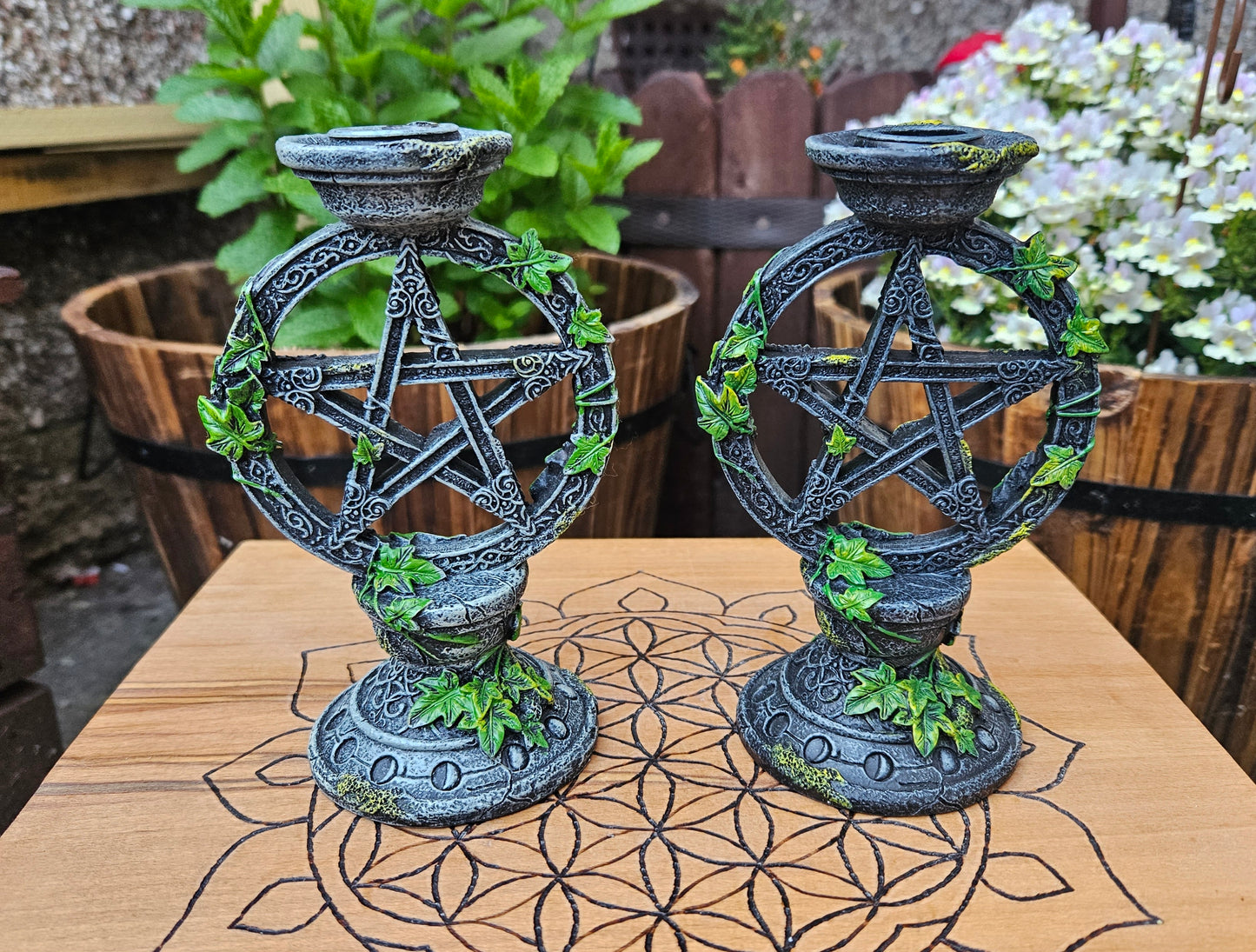 Nemesis Now ~ Aged Pentagram Candlesticks (Pair)