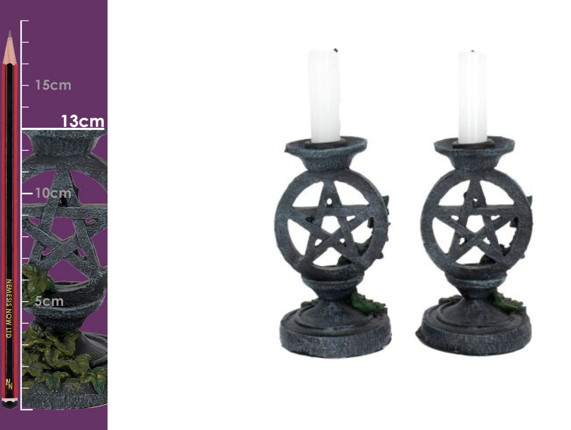 Nemesis Now ~ Aged Pentagram Candlesticks (Pair)