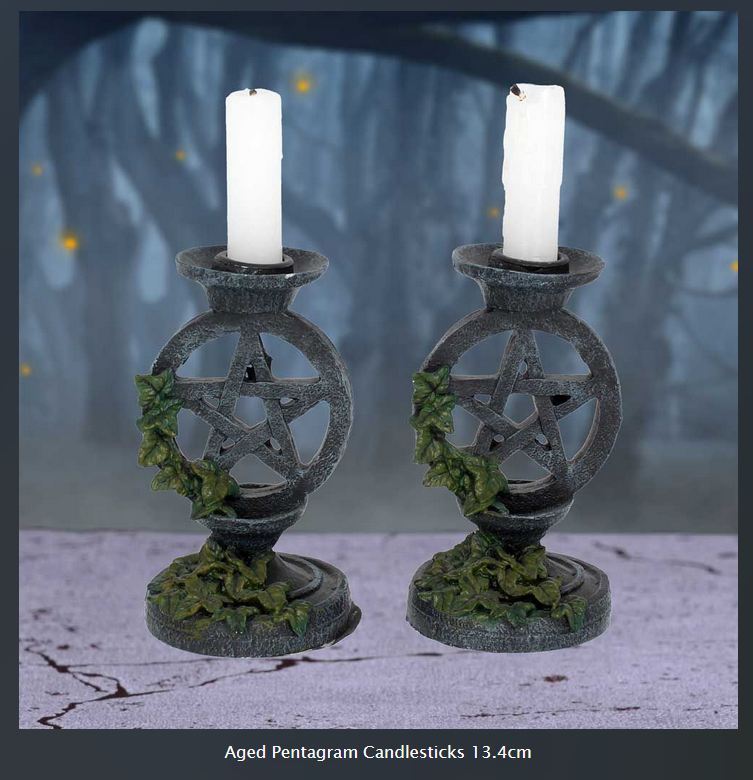Nemesis Now ~ Aged Pentagram Candlesticks (Pair)