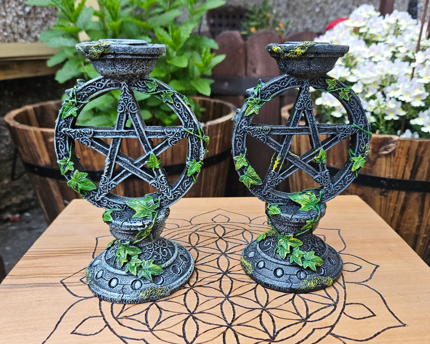 Nemesis Now ~ Aged Pentagram Candlesticks (Pair)