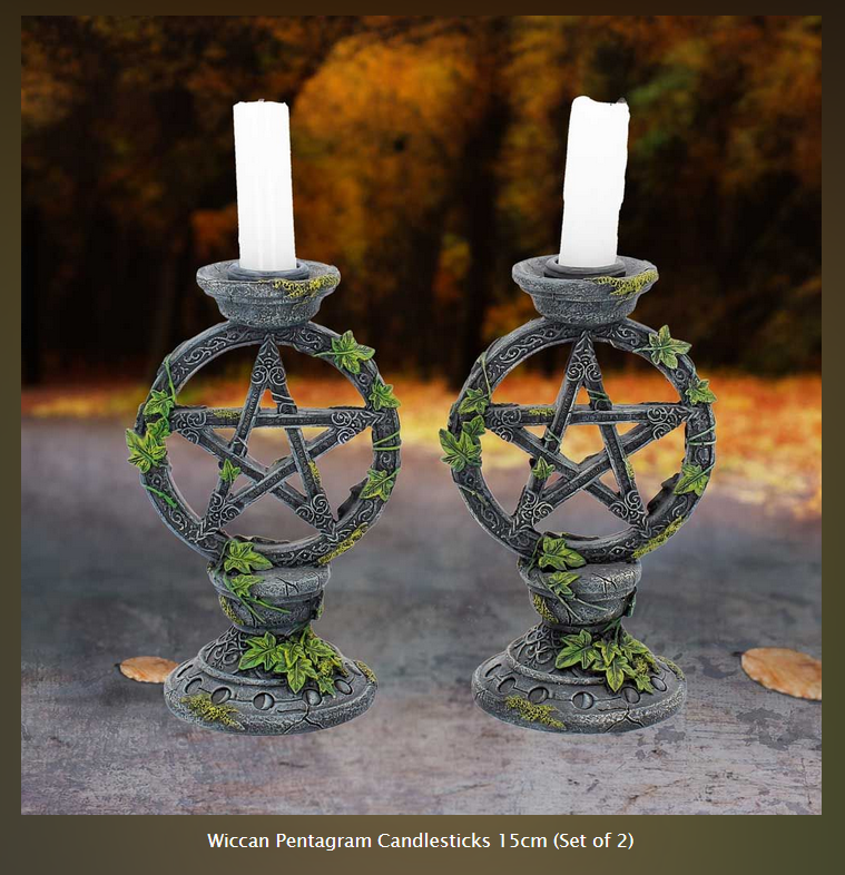 Nemesis Now ~ Aged Pentagram Candlesticks (Pair)