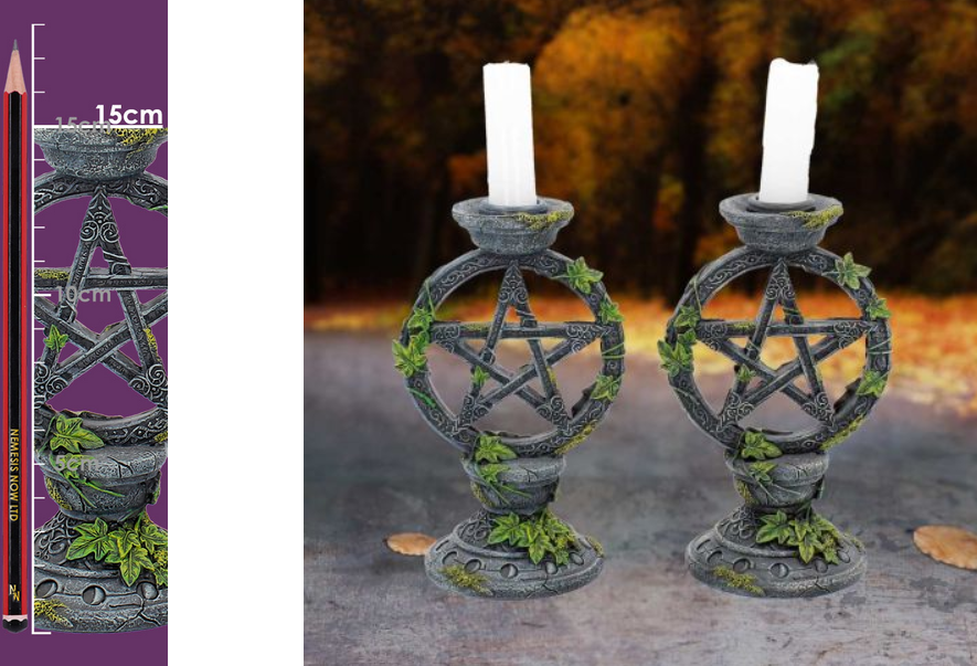 Nemesis Now ~ Aged Pentagram Candlesticks (Pair)