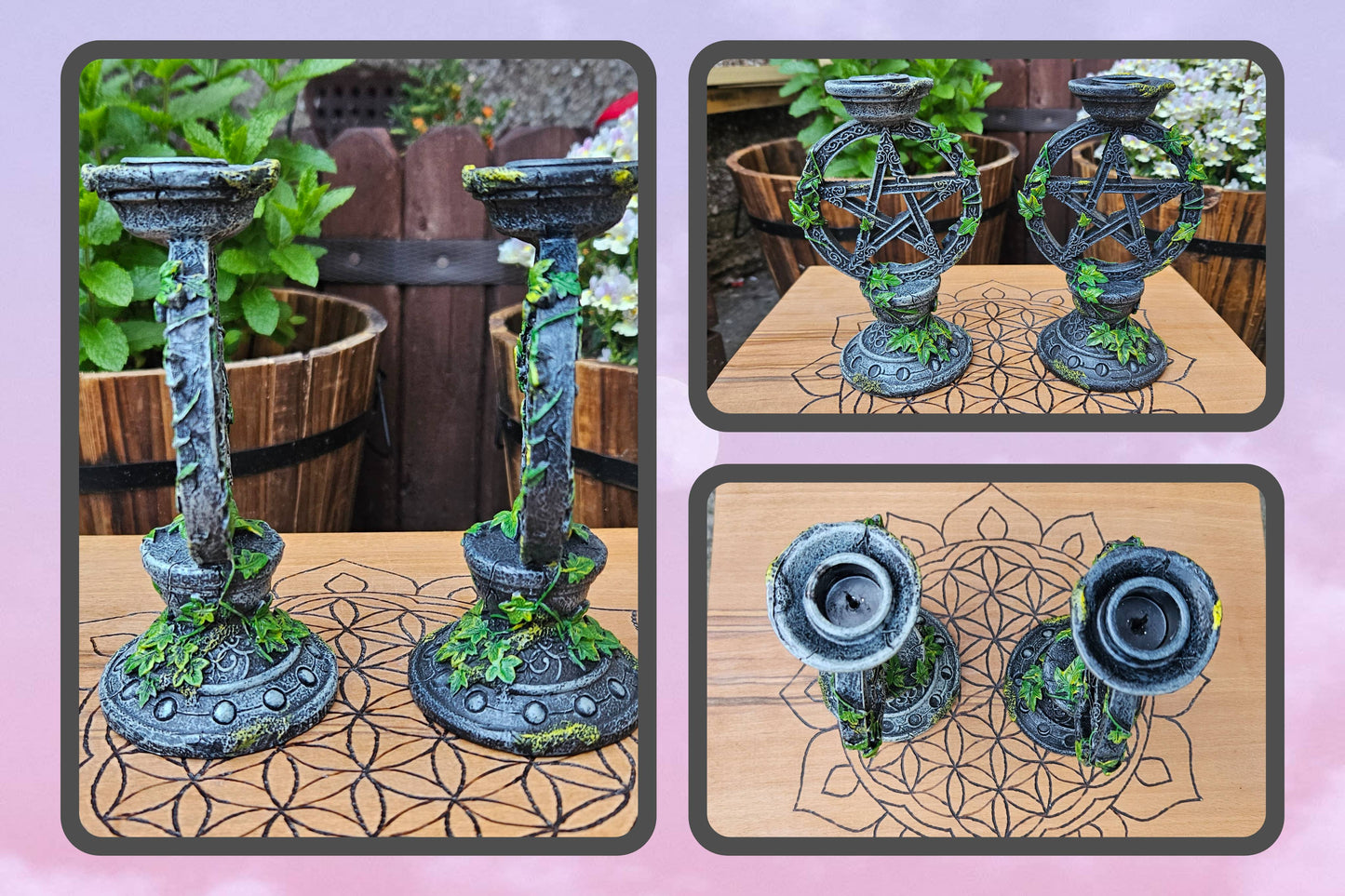 Nemesis Now ~ Aged Pentagram Candlesticks (Pair)