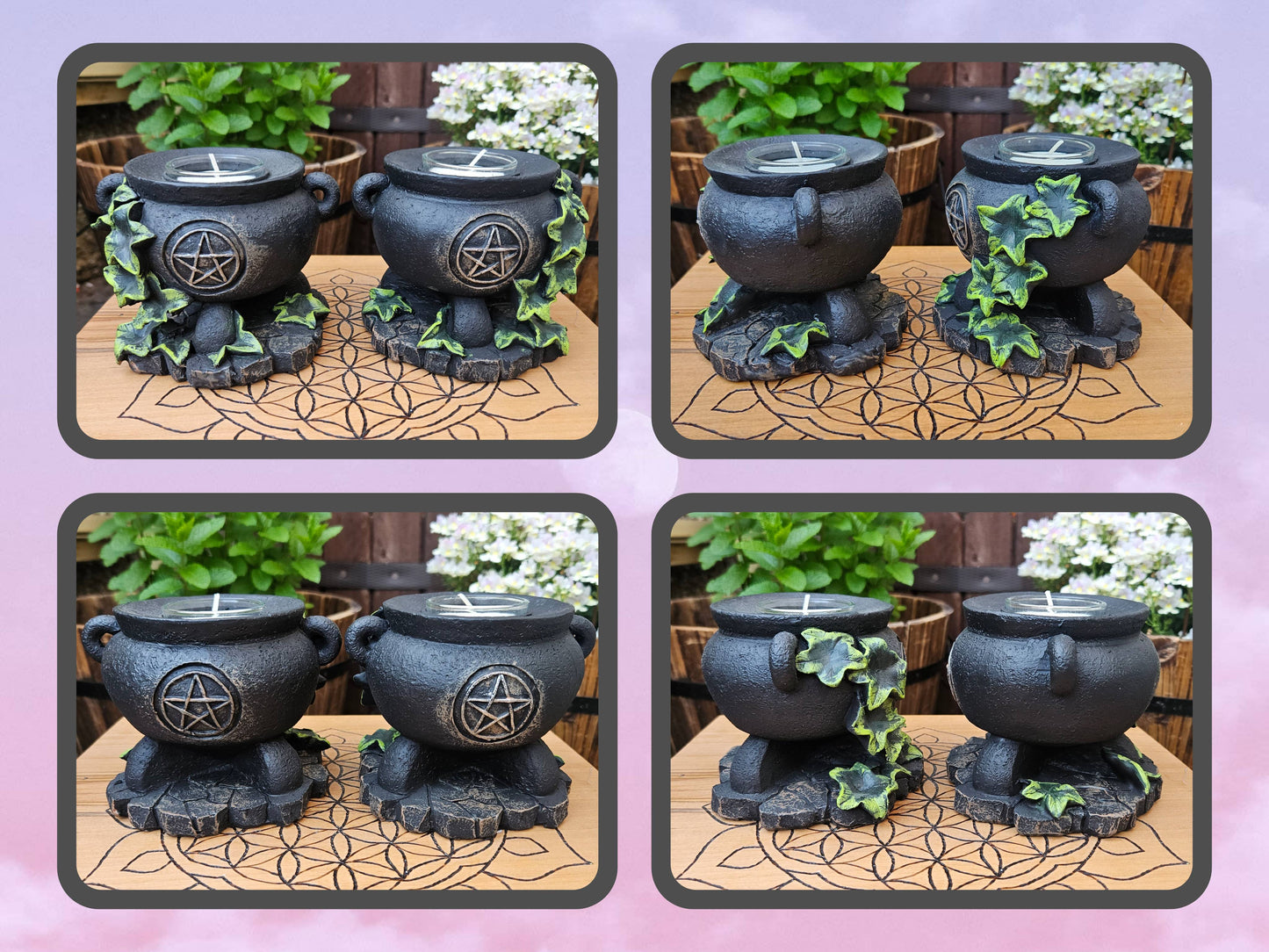 Nemesis Now ~ Ivy Cauldron Candle Holders (Pair)