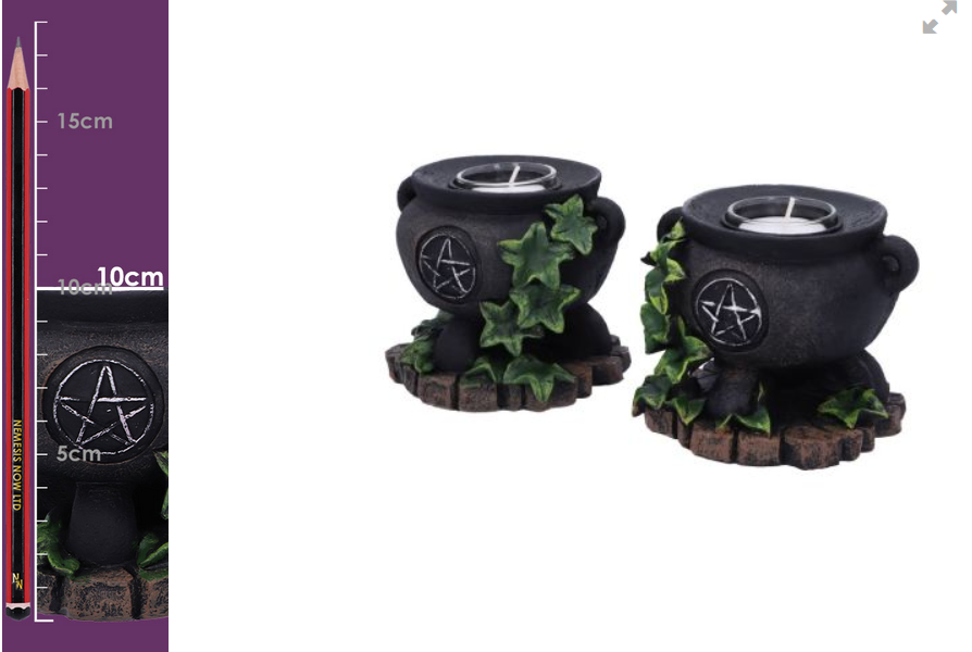 Nemesis Now ~ Ivy Cauldron Candle Holders (Pair)