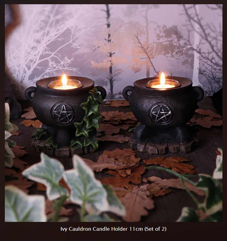 Nemesis Now ~ Ivy Cauldron Candle Holders (Pair)