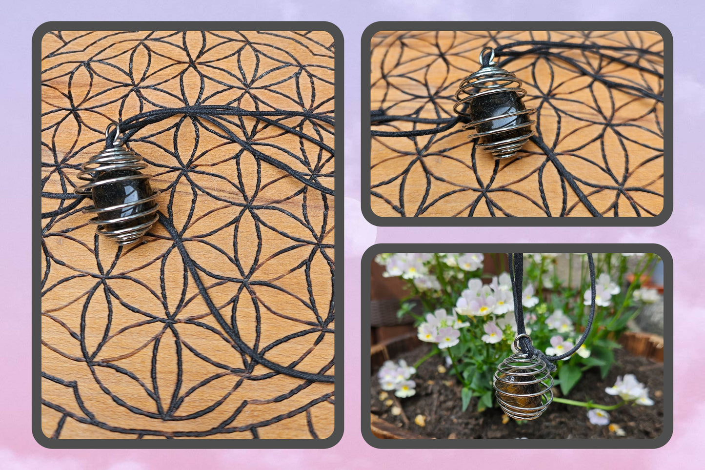 Handmade Caged Obsidian Necklace