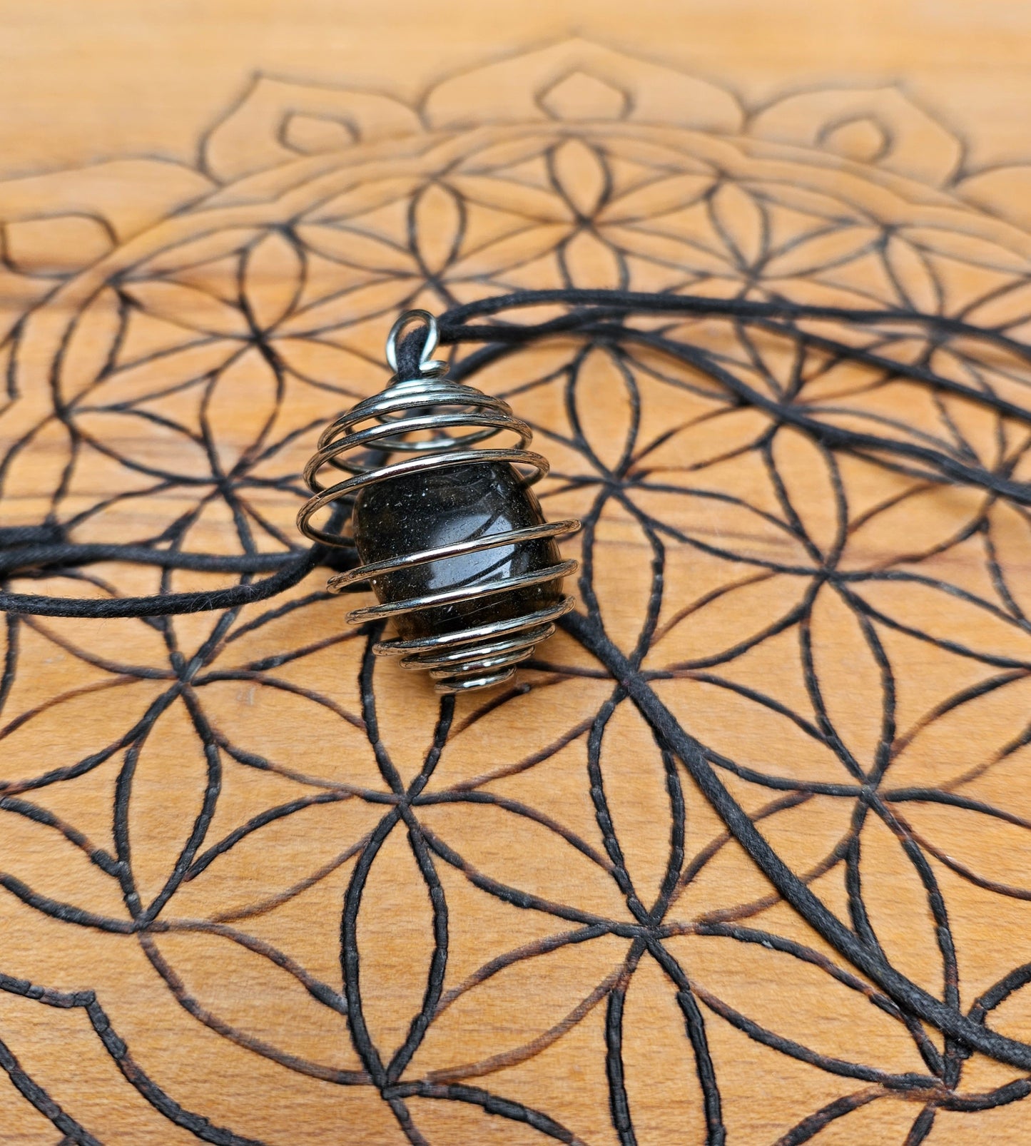Handmade Caged Obsidian Necklace