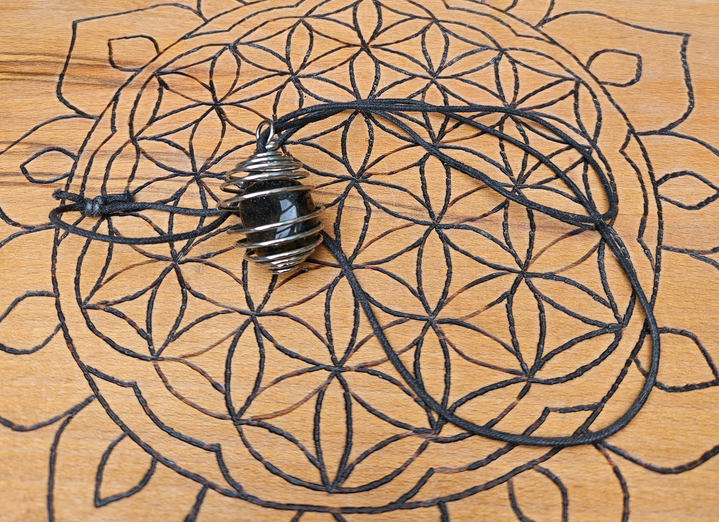 Handmade Caged Obsidian Necklace