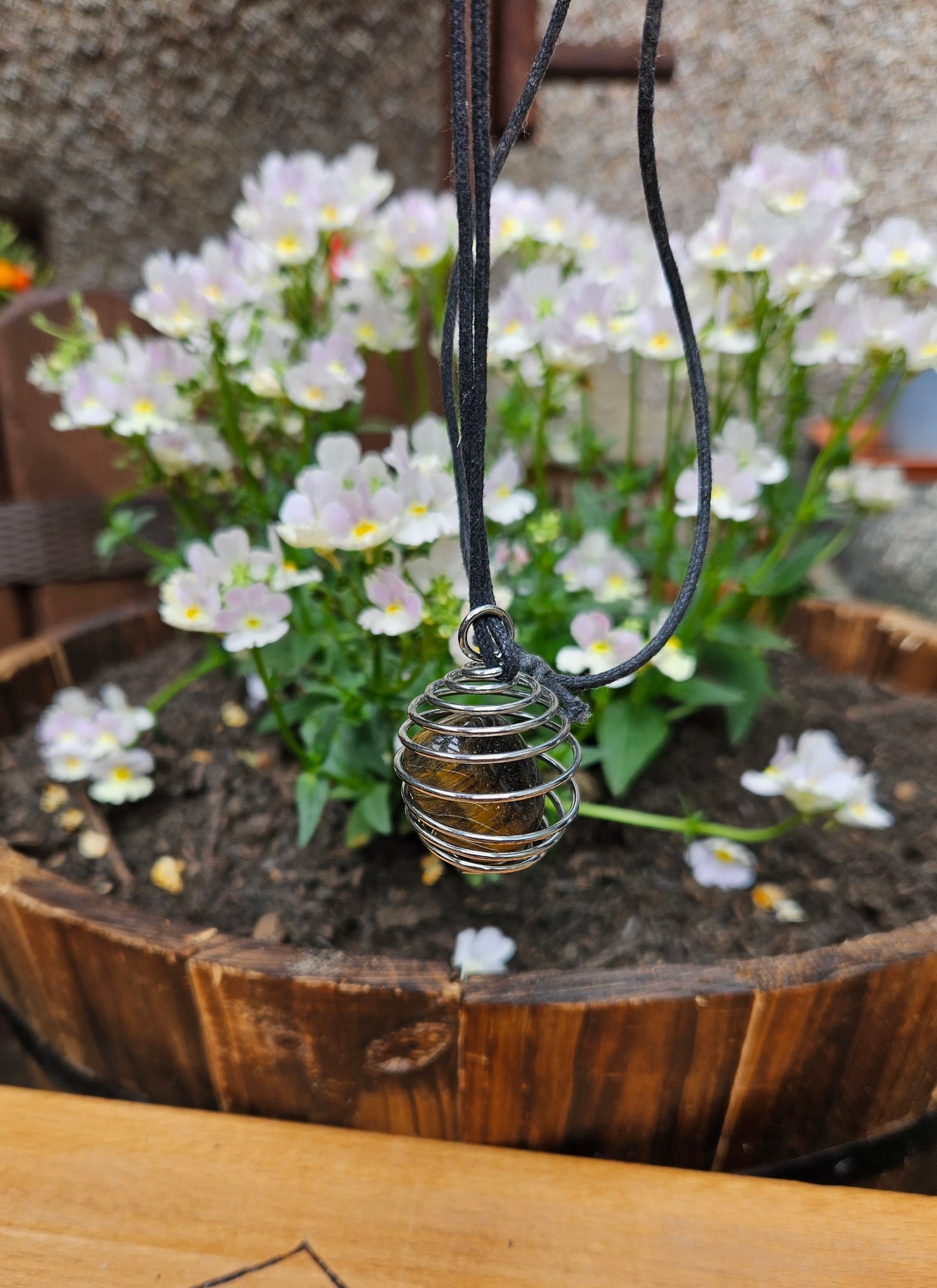 Handmade Caged Obsidian Necklace