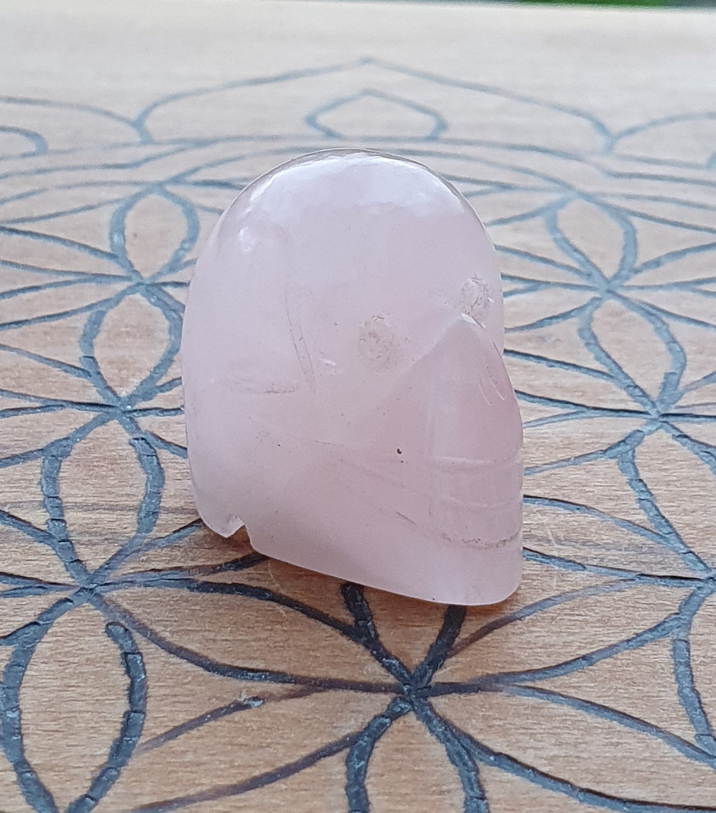 Carved Rose Quartz Skully