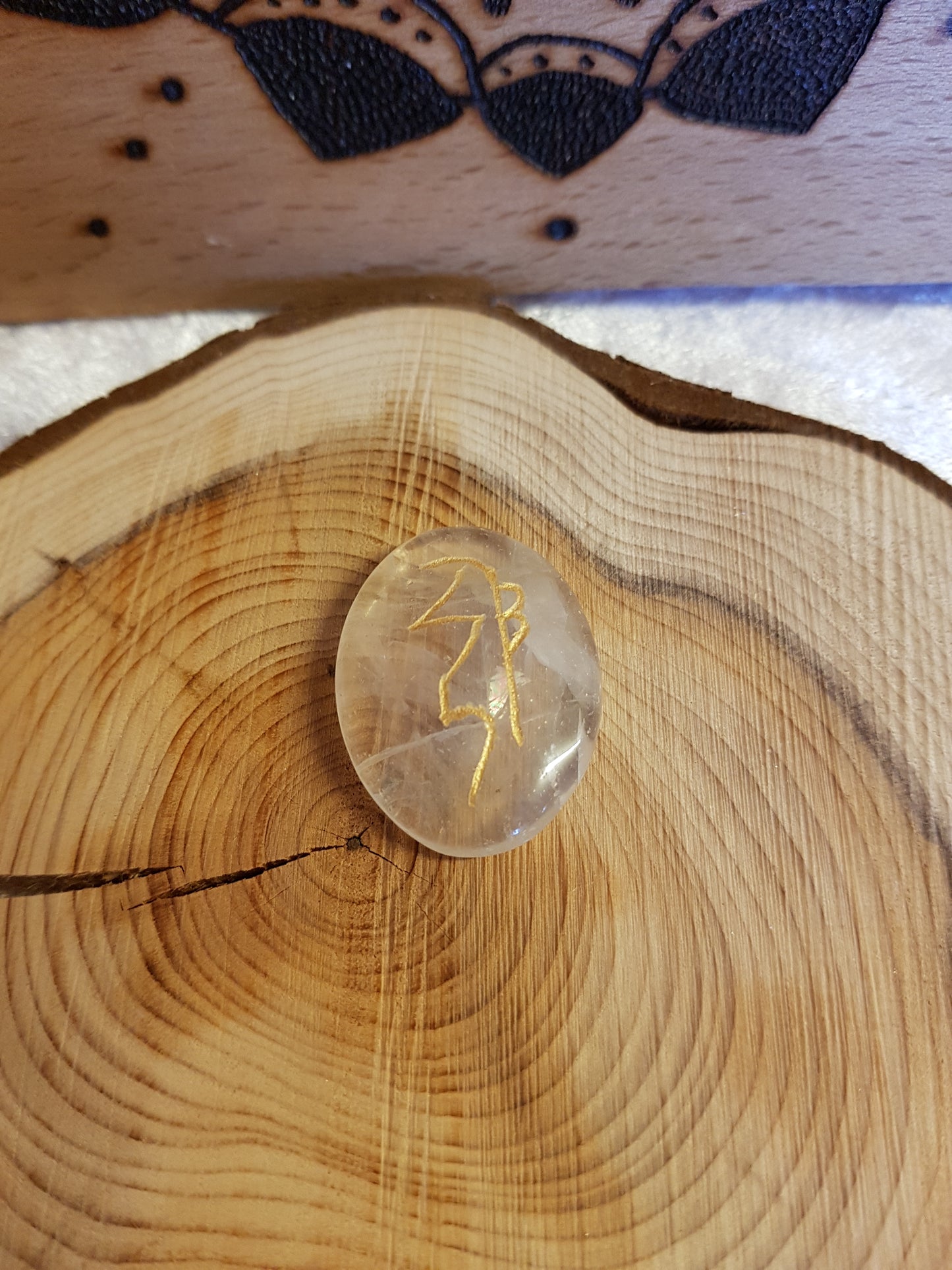 Rutilated Quartz Rune Stone