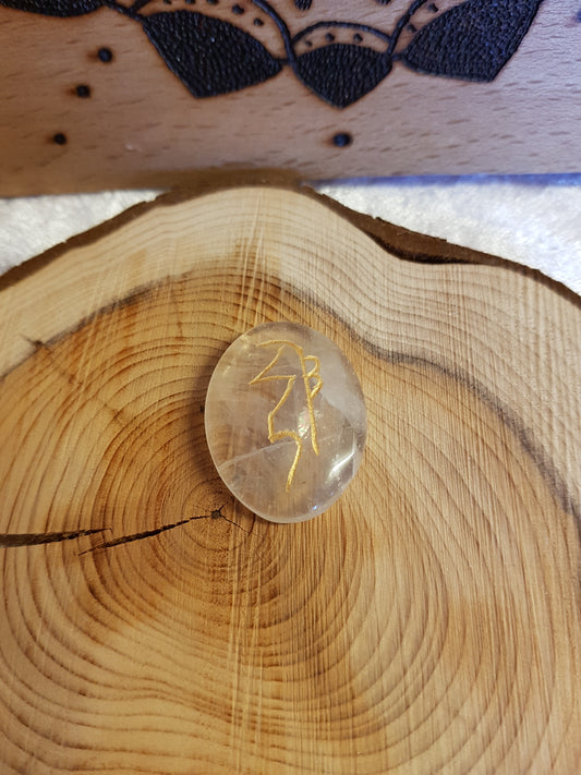 Rutilated Quartz Rune Stone