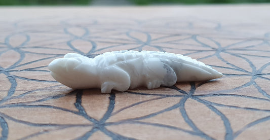 Carved White Jade Totem - Alligator