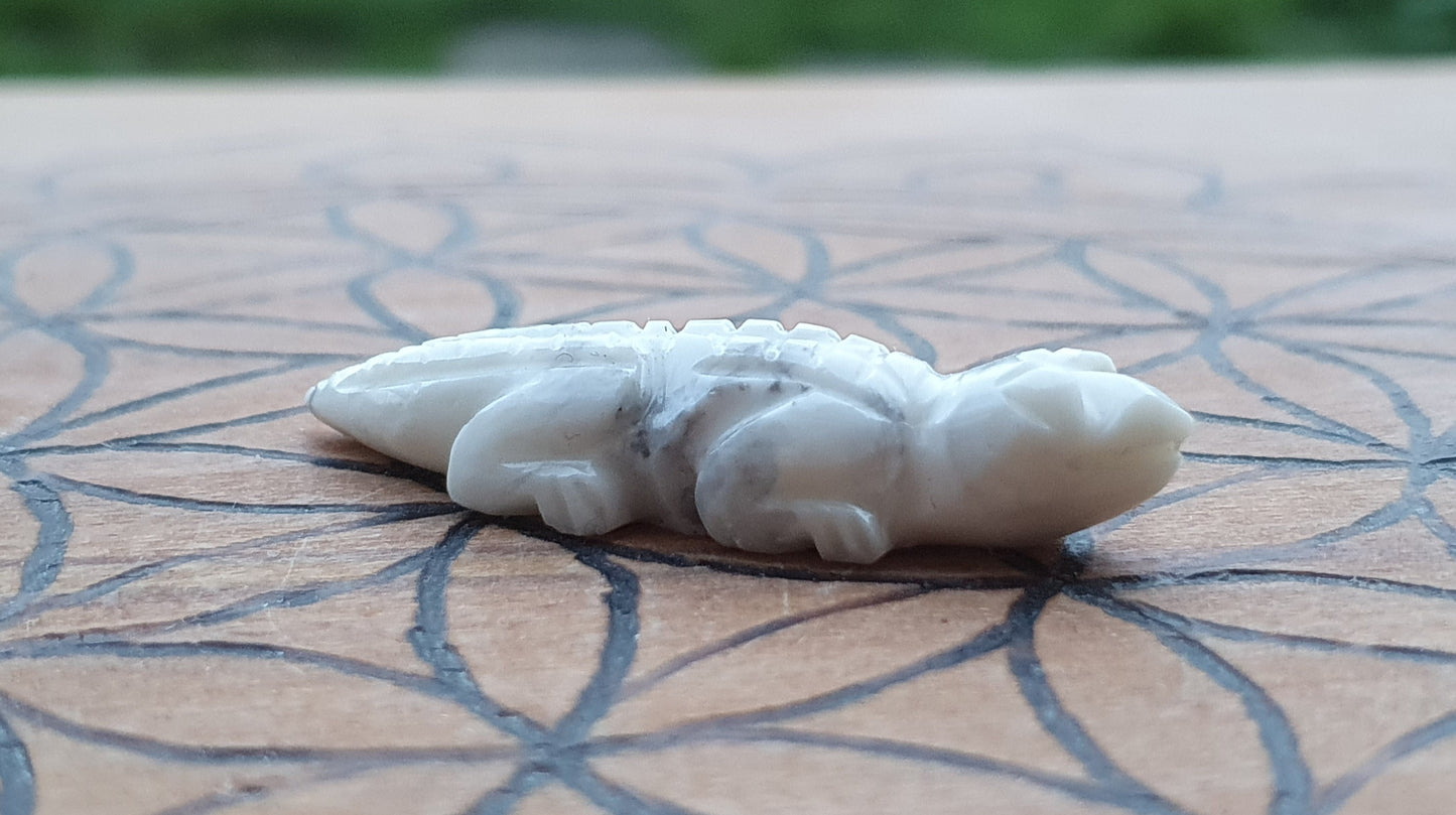 Carved White Jade Totem - Alligator