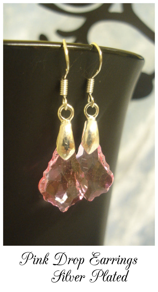 Pink Gem Drop Earrings