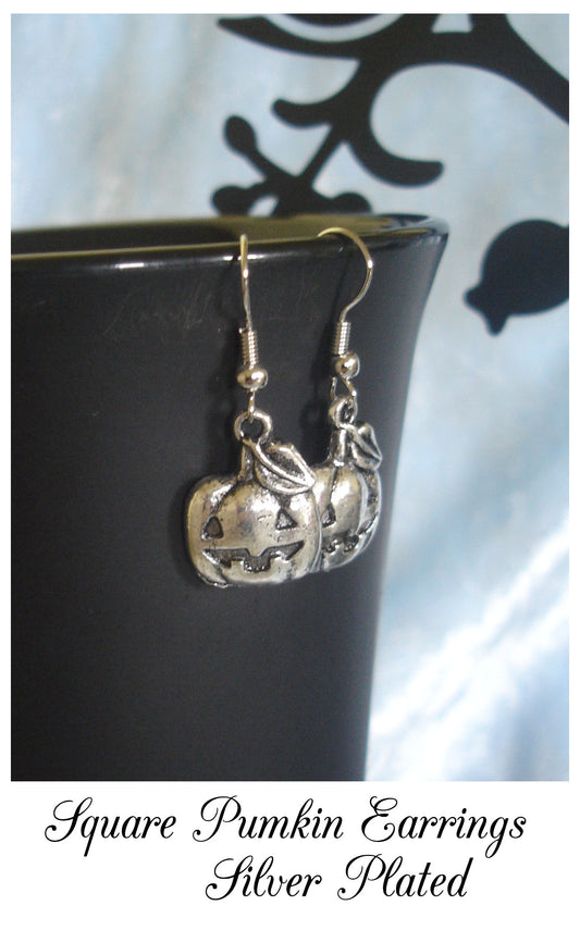 Sq Pumkin Charm Drop Earrings