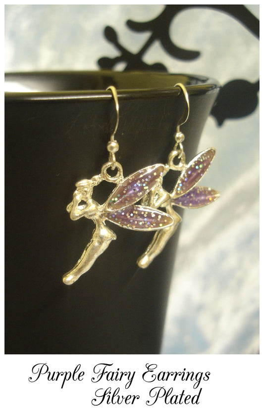 Purple Fairy Charm Drop Earrings