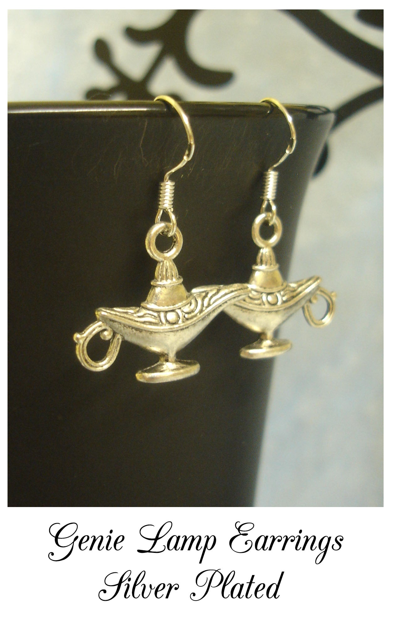 Genie Lamp Charm Drop Earrings