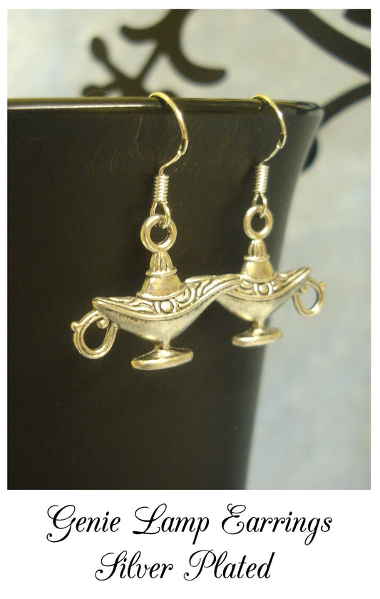 Genie Lamp Charm Drop Earrings