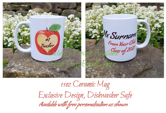 Exclusive Design Ceramic Mug - #1 Teacher (Heart Apple)