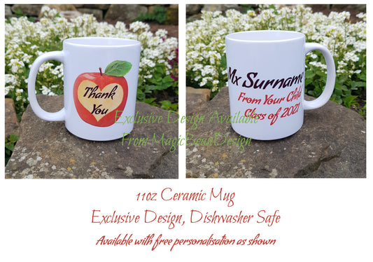 Exclusive Design Ceramic Mug - Thank You Teacher (Heart Apple)