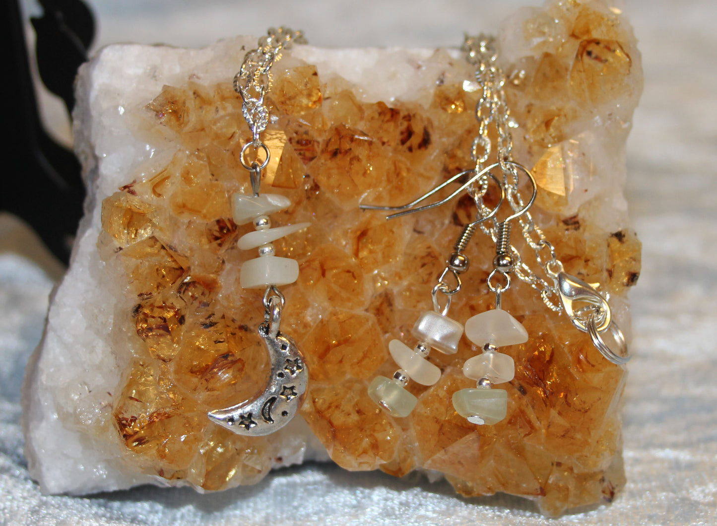 New and Handmade - New Jade Necklace and Earring Set